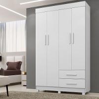 Guarda Roupa Leblon 4 Portas 2 Gavetas 5 Prateleiras - Benet Branco - 2