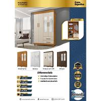 Guarda Roupa New Copacabana 4 Portas 2 Gavetas 5 Prateleiras Cinamomo Off - 6
