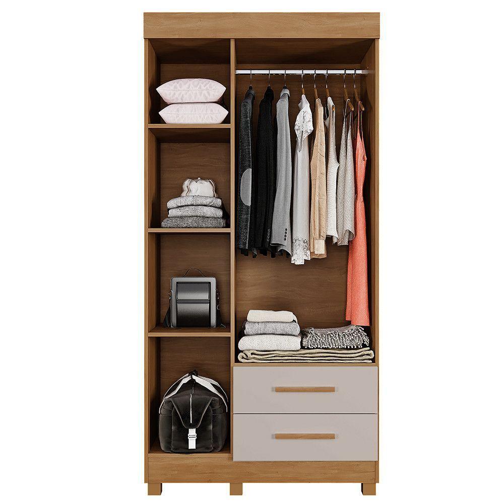 Guarda-roupa New Copacabana 3 Portas 2 Gavetas Com Espelho Cinamomo Off - 3