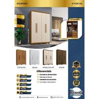 Guarda Roupa Itália 4 Portas 3 Gavetas 5 Prateleiras Imbuia Off - 7