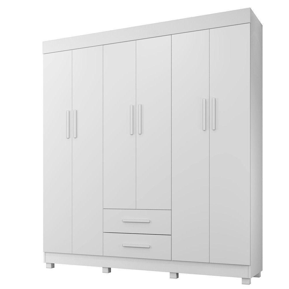 Guarda Roupa New Copacabana 6 Portas 2 Gavetas 7 Prateleiras Branco - 1