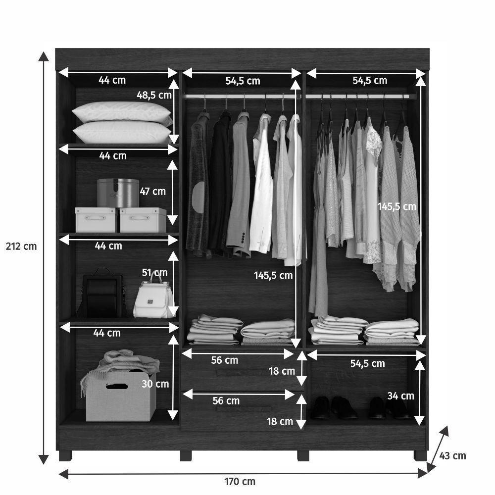Guarda Roupa New Copacabana 6 Portas 2 Gavetas 7 Prateleiras Branco - 5