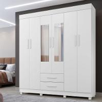 Guarda Roupa New Copacabana 6 Portas 2 Gavetas 7 Prateleiras Branco - 2