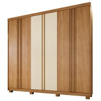 Guarda Roupa Lisboa 6 Portas Ripado 4 Gavetas 10 Prateleiras Cinamomo 2 Portas Off - 1