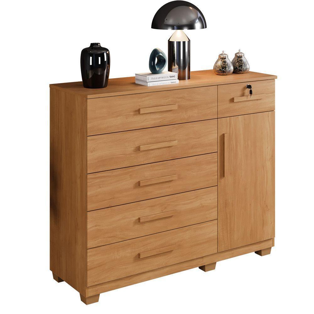 Cômoda Milano 6 Gavetas 1 Porta 1 Prateleira Com Sapateira Cinamomo - 1