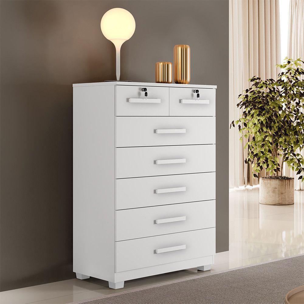 Cômoda Gaveteiro New Bacelona 7 Gavetas - Benetil Branco - 2