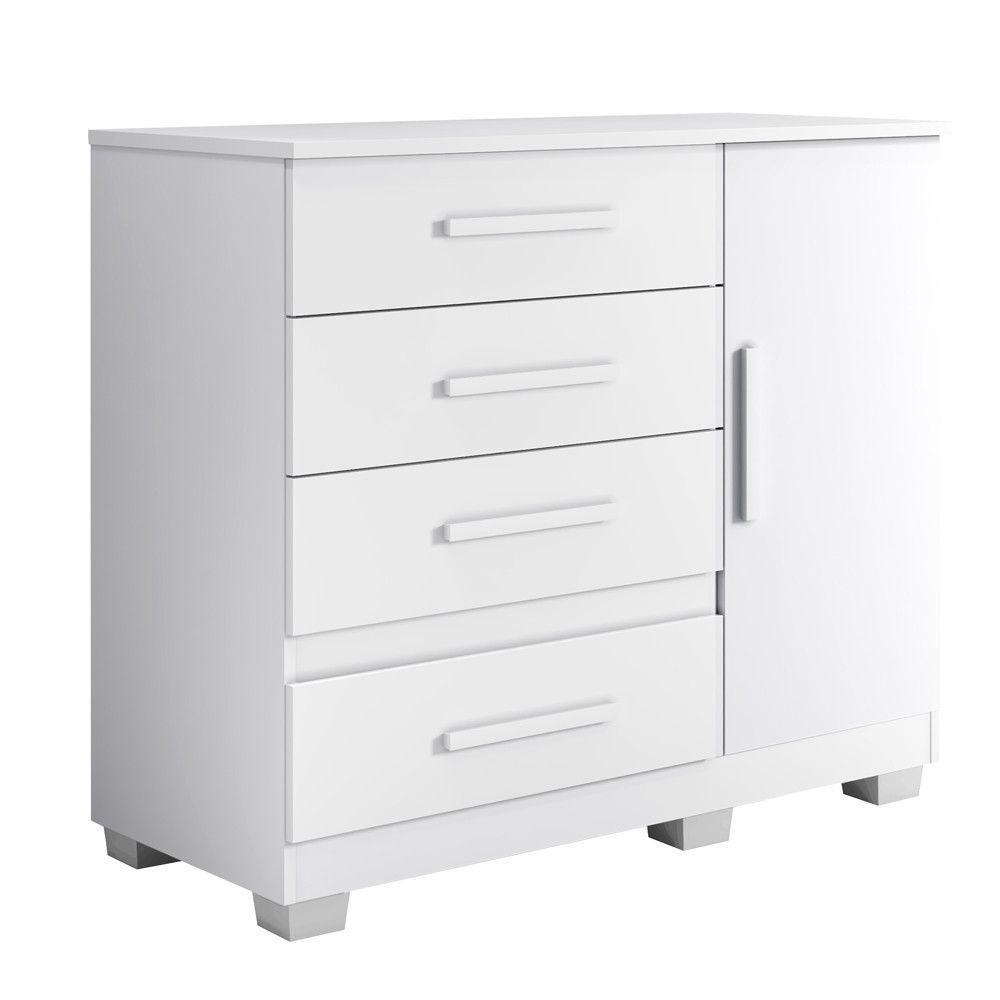 Cômoda Melissa 4 Gavetas 1 Porta Com Sapateira - Benetil Branco - 1