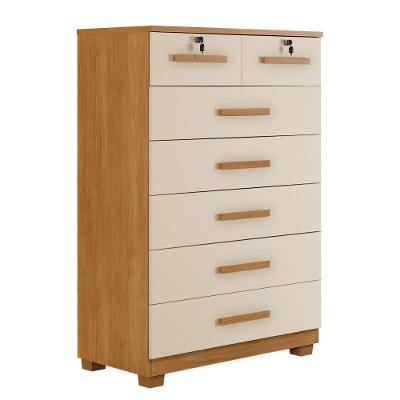 Cômoda Gaveteiro New Espanha 7 Gavetas MDF Off White com Trava