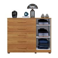 Cômoda França 5 Gavetas 1 Porta Ripada 2 Prateleiras Cinamomo - 3