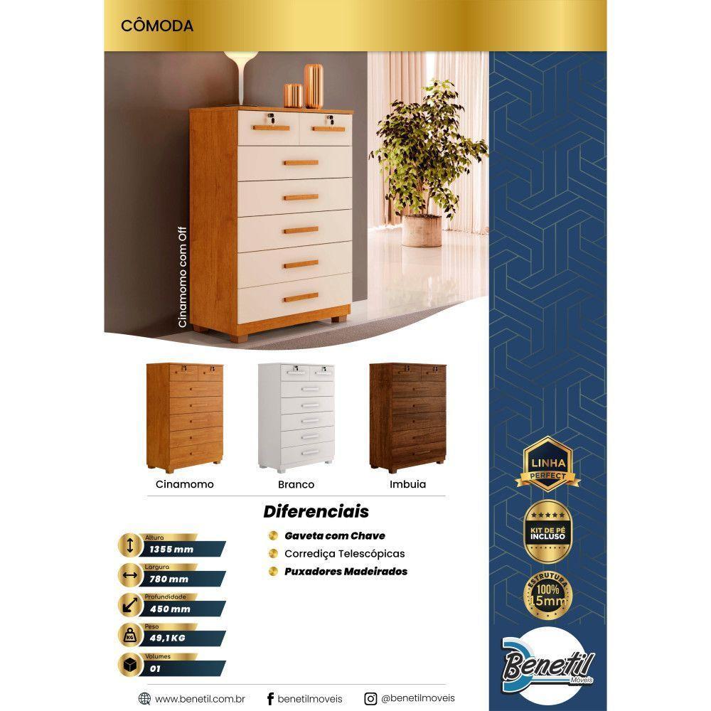 Cômoda Gaveteiro New Espanha 7 Gavetas - Benetil Branco - 5