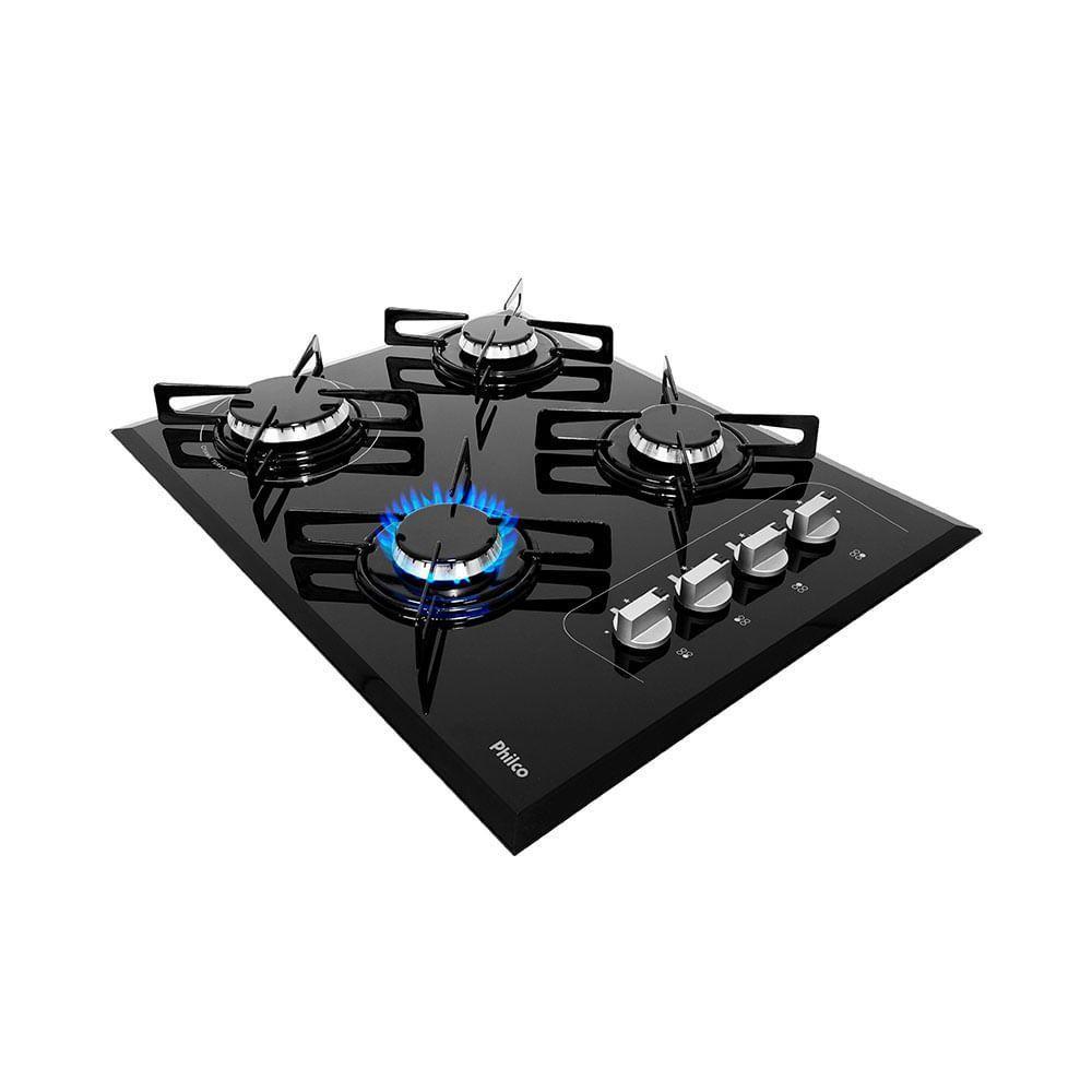 Cooktop a Gás Philco 4 Bocas Cook Chef 4 Vidro Temperado 8mm Preto Bivolt - 3