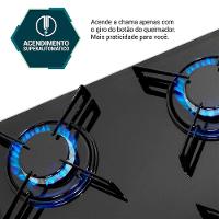 Cooktop a Gás Philco 4 Bocas Cook Chef 4 Vidro Temperado 8mm Preto Bivolt - 8