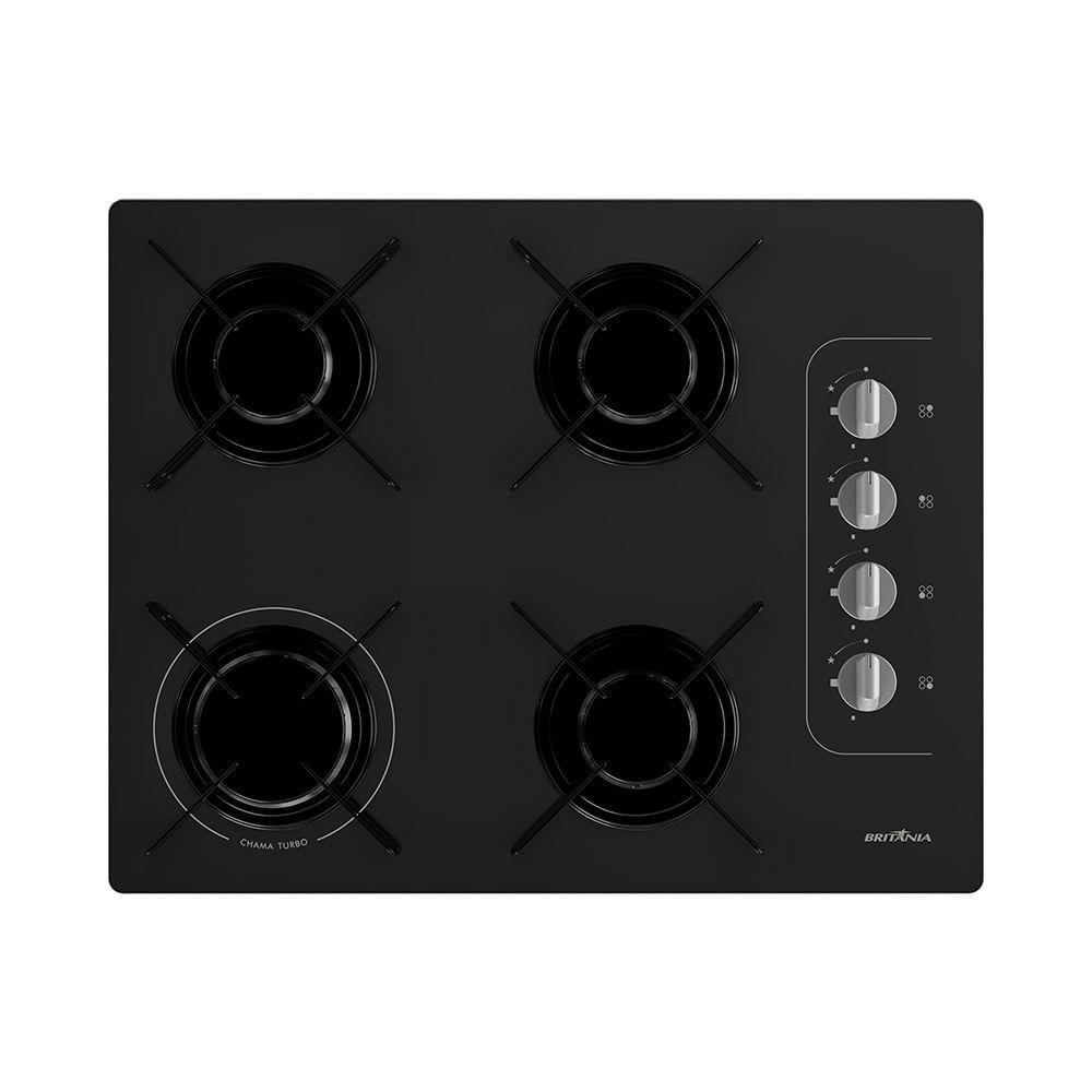 Cooktop a Gás Britânia 4 Bocas BCT4P Vidro Temperado 8mm Preto Bivolt - 2