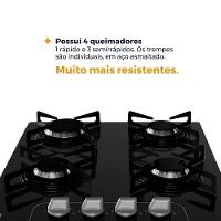 Cooktop a Gás Britânia 4 Bocas BCT4P Vidro Temperado 8mm Preto Bivolt