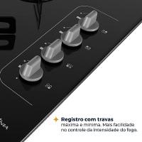 Cooktop a Gás Britânia 4 Bocas BCT4P Vidro Temperado 8mm Preto Bivolt - 6