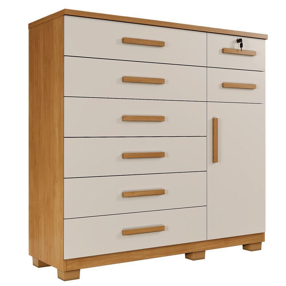 Cômoda Pernambuco 8 Gavetas 1 Porta Com Sapateira - Benetil Cinamomo Off - 1