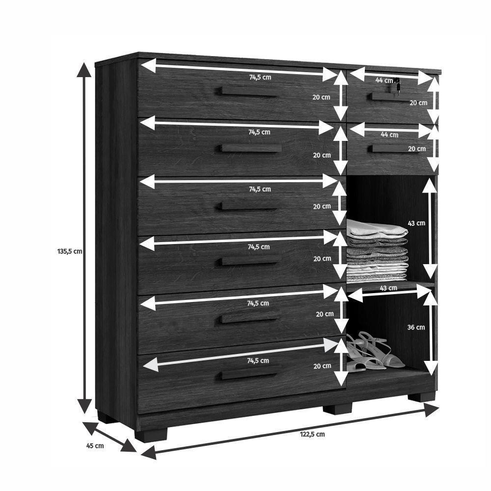 Cômoda Pernambuco 8 Gavetas 1 Porta Com Sapateira - Benetil Cinamomo Off - 5