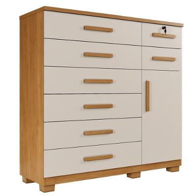 Cômoda Pernambuco 8 Gavetas em MDF com Porta Sapateira Acabamento Brilhante Off White