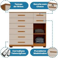 Cômoda Pernambuco 8 Gavetas 1 Porta Com Sapateira - Benetil Cinamomo Off - 6