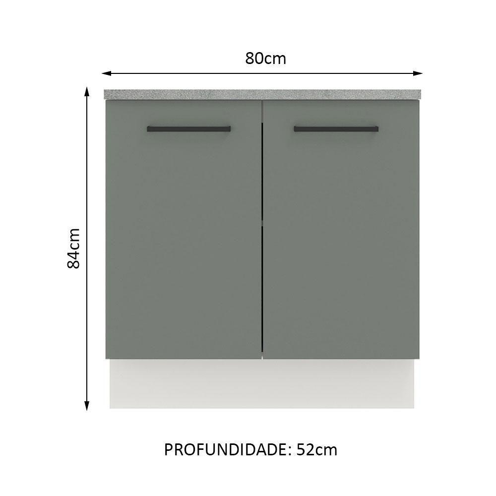Balcão Madesa Agata 80 cm 2 Portas Branco e Cinza - 3