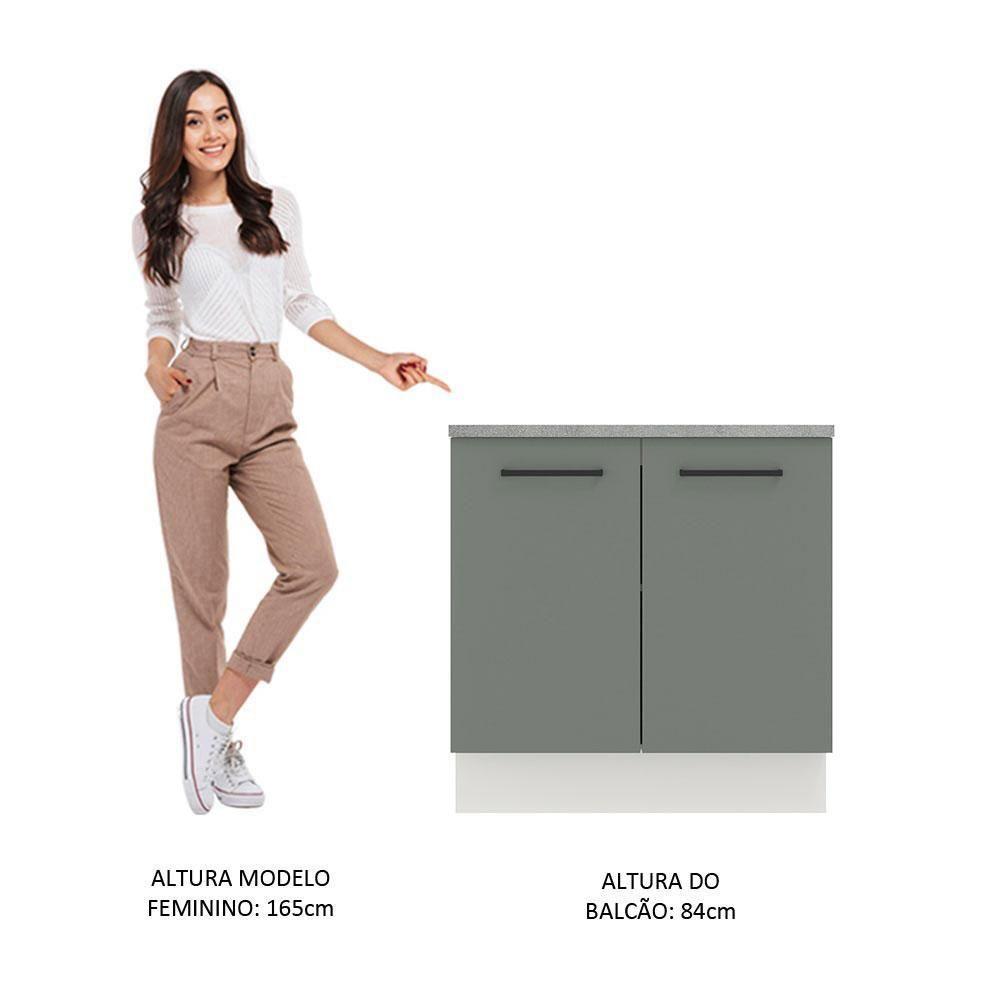 Balcão Madesa Agata 80 cm 2 Portas Branco e Cinza - 5