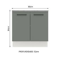 Balcão Madesa Agata 80 cm 2 Portas Branco e Cinza - 3