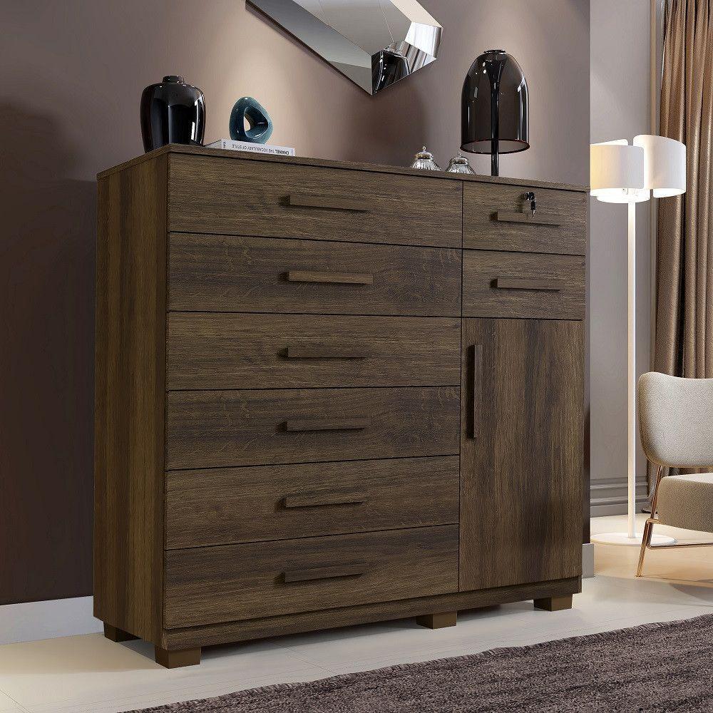 Cômoda Pernambuco 8 Gavetas 1 Porta Com Sapateira - Benetil Imbuia - 2