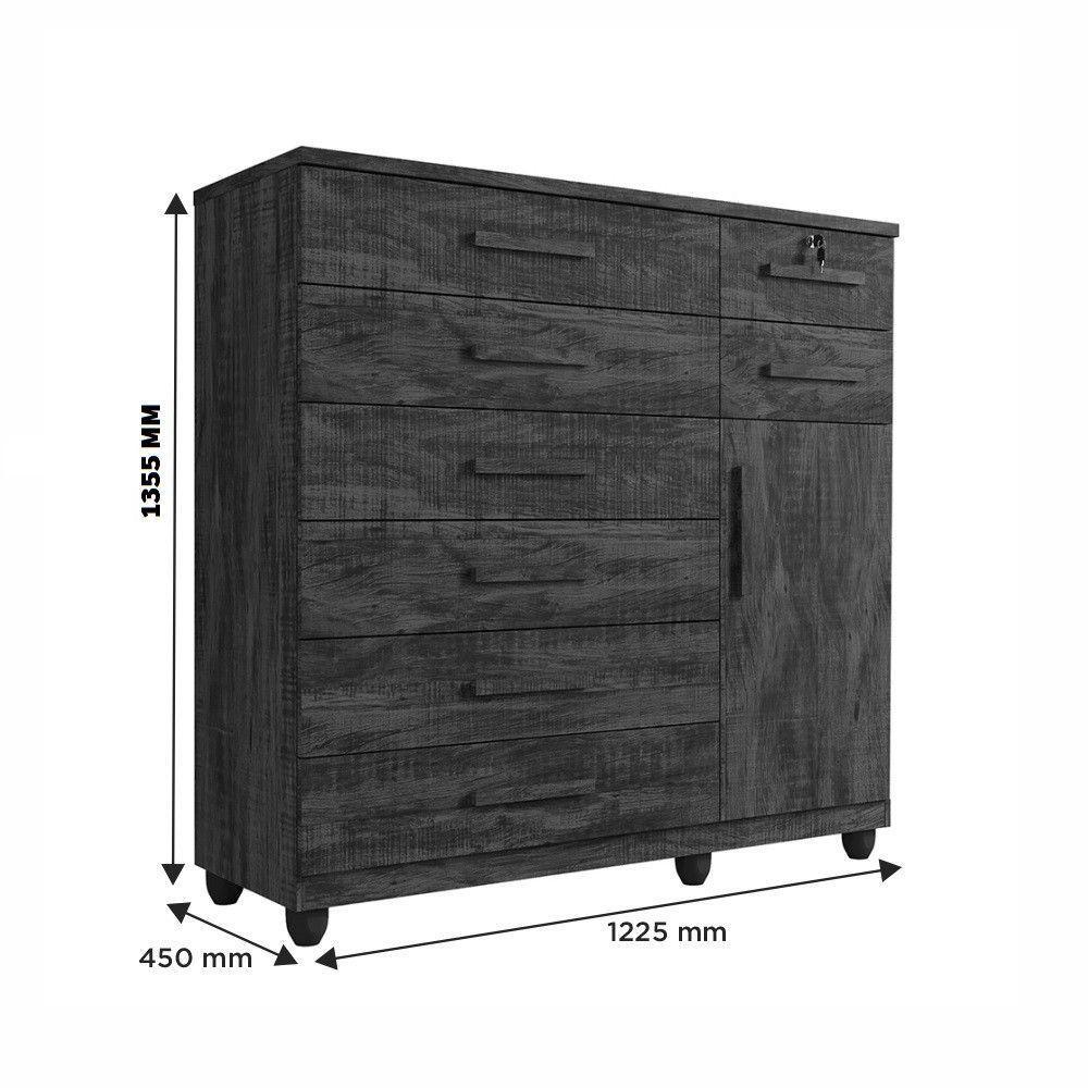 Cômoda Pernambuco 8 Gavetas 1 Porta Com Sapateira - Benetil Imbuia - 4