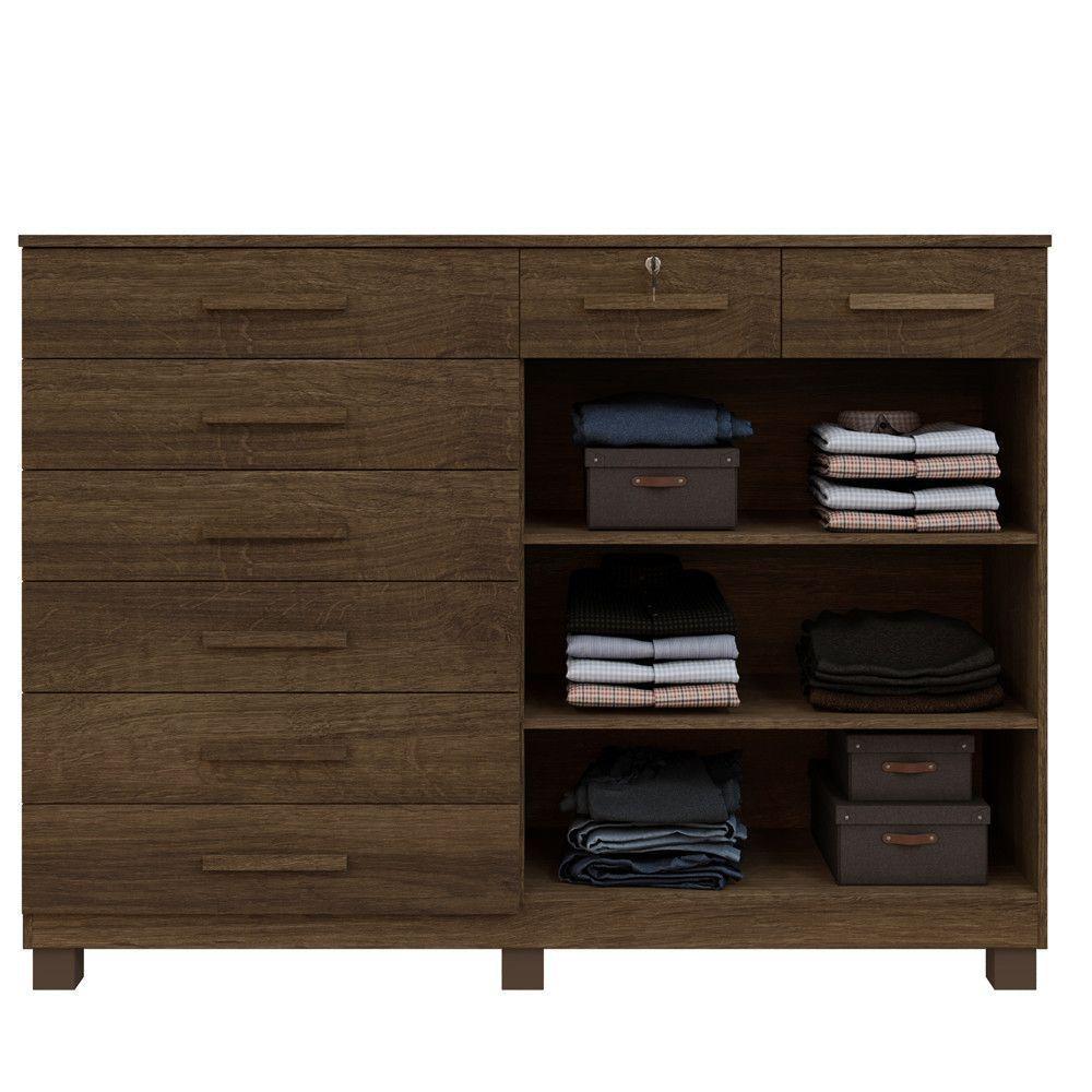 Cômoda Portugal 8 Gavetas 2 Portas 2 Prateleiras Imbuia - 3