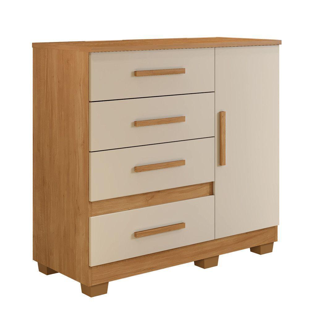 Cômoda New Florença 4 Gavetas 1 Porta Com Sapateira -benetil Cinamomo Off - 1