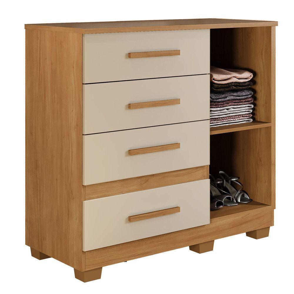 Cômoda New Florença 4 Gavetas 1 Porta Com Sapateira -benetil Cinamomo Off - 3