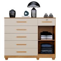 Cômoda Milão 6 Gavetas 1 Porta 1 Prateleira Com Sapateira Cinamomo Off