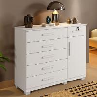 Cômoda Milano 6 Gavetas 1 Porta 1 Prateleira Com Sapateira Branco - 2