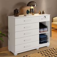 Cômoda Milano 6 Gavetas 1 Porta 1 Prateleira Com Sapateira Branco - 3