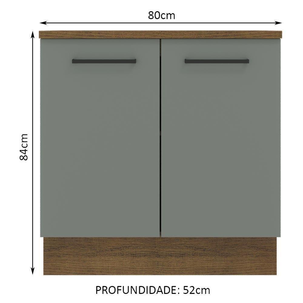 Balcão Madesa Agata 80 cm 2 Portas - Rustic/Cinza - 2