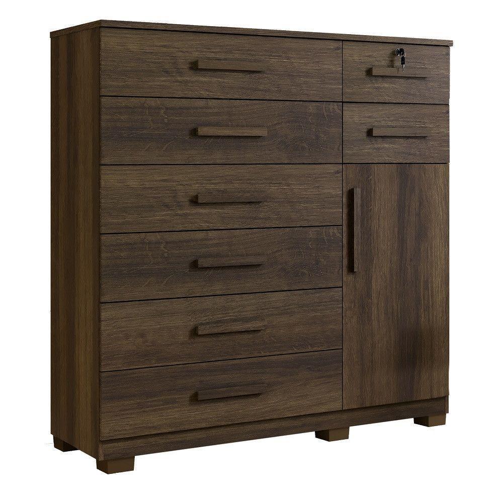 Cômoda New Vitoria 8 Gavetas Com Sapateira - Benetil Imbuia - 1