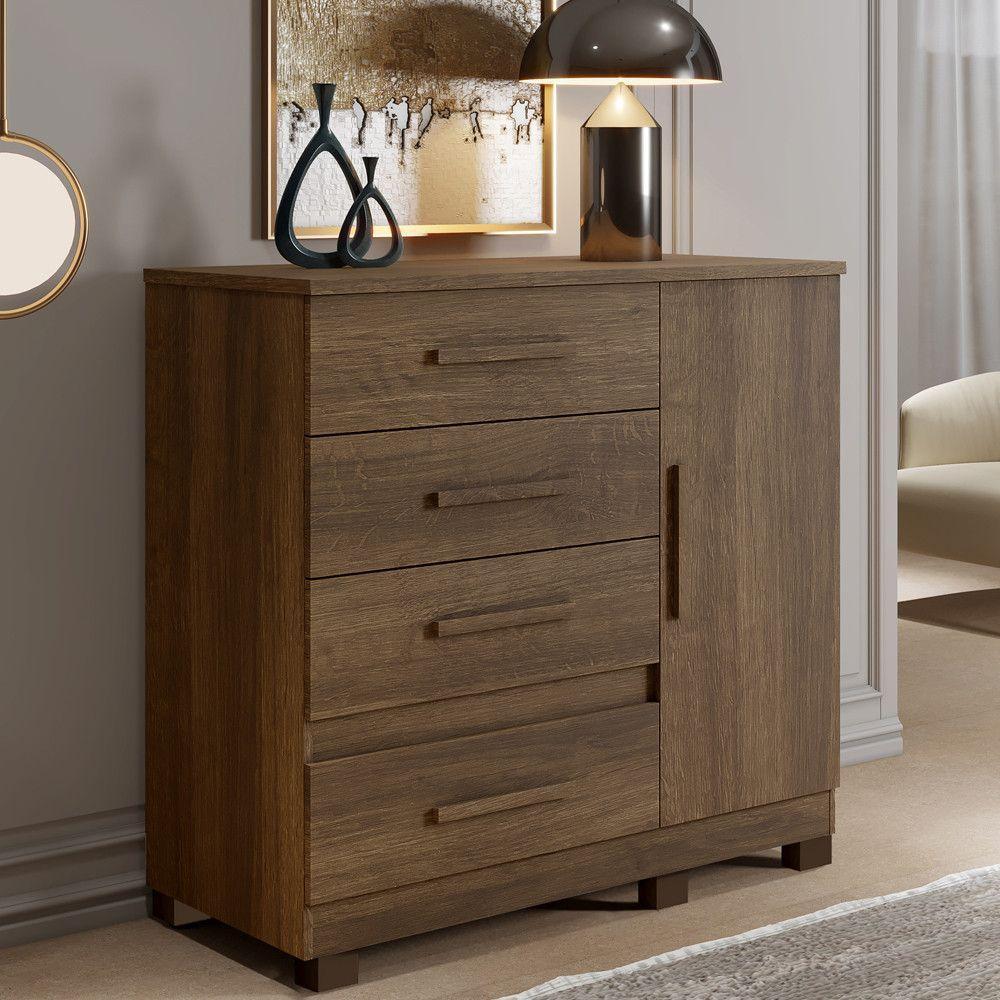 Cômoda Melissa 4 Gavetas 1 Porta Com Sapateira - Benetil Imbuia - 2