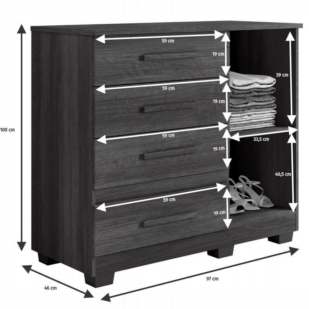 Cômoda Melissa 4 Gavetas 1 Porta Com Sapateira - Benetil Imbuia - 5