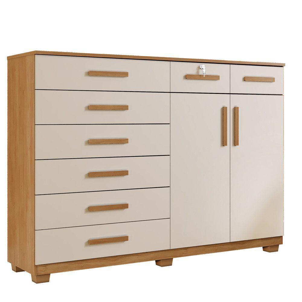 Cômoda Portugal 8 Gavetas 2 Portas 2 Prateleiras Cinamomo Off - 1