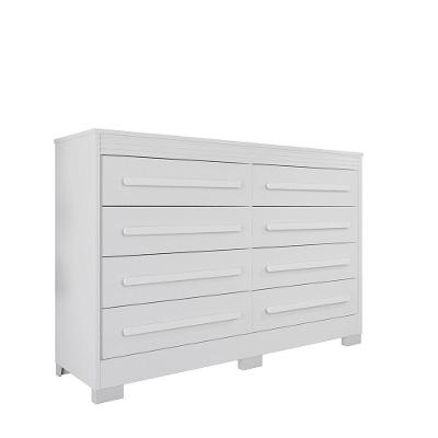 Cômoda 8 Gavetas Califórnia Com Moldura Frisada - Benetil Branco