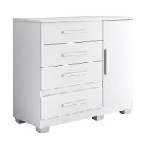 Cômoda New Florença 4 Gavetas 1 Porta Com Sapateira -benetil Branco - 1