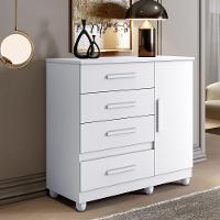 Cômoda New Florença 4 Gavetas 1 Porta Com Sapateira -benetil Branco - 2