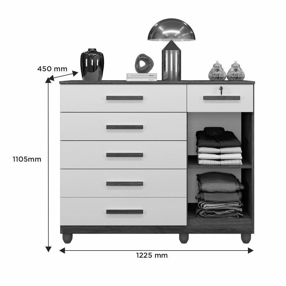 Cômoda Milão 6 Gavetas 1 Porta 1 Prateleira Com Sapateira Imbuia - 5