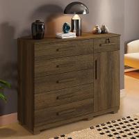 Cômoda Milão 6 Gavetas 1 Porta 1 Prateleira Com Sapateira Imbuia - 2