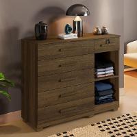 Cômoda Milão 6 Gavetas 1 Porta 1 Prateleira Com Sapateira Imbuia