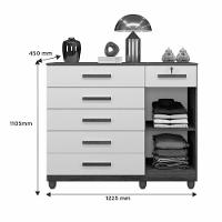 Cômoda Milão 6 Gavetas 1 Porta 1 Prateleira Com Sapateira Imbuia - 5