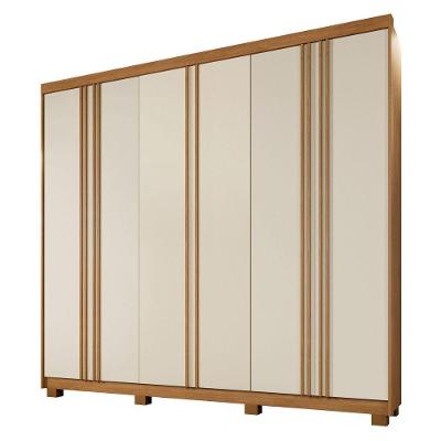Guarda Roupa Lisboa 6 Portas Ripado 4 Gavetas 10 Prateleiras Cinamomo Off