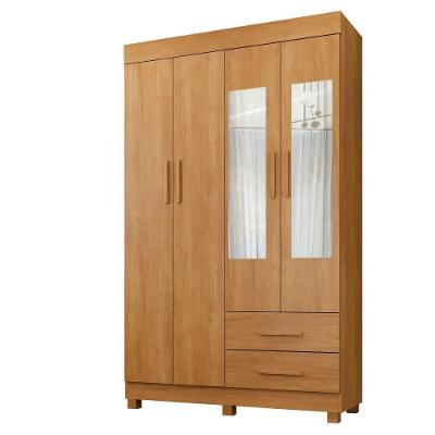 Guarda Roupa Leblon 4 Portas 2 Gavetas 5 Prateleiras Cinamomo
