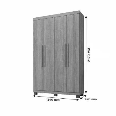 Guarda Roupa Milão 4 Portas 3 Gavetas 5 Prateleiras Cinamomo