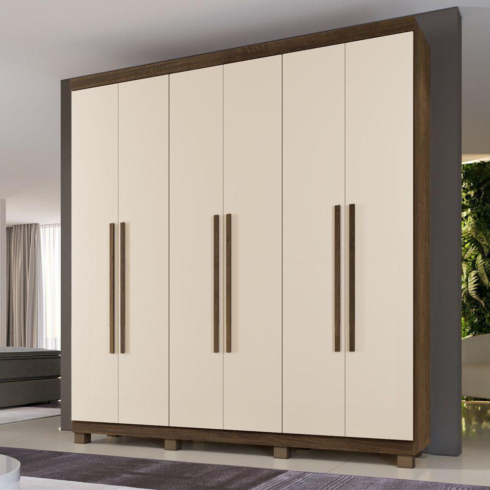 Guarda Roupa Itália 6 Portas 3 Gavetas 7 Prateleiras Imbuia Off - 2